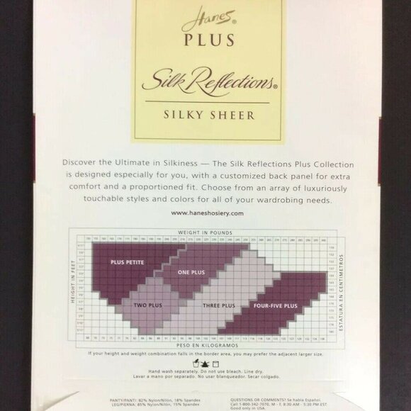 Hanes Silk Reflections Plus 2X Pantyhose Control Top Reinforced Toe Barely There - Picture 2 of 3